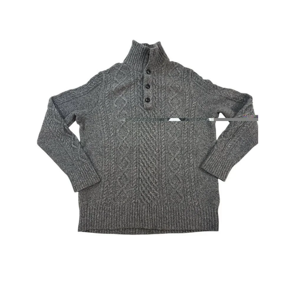 Banana Republic Men’s Charcoal Gray Merino Wool Fishermen’s Sweater Size XL